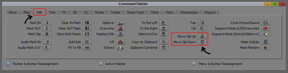 Mover Clips up and down - Command Palette